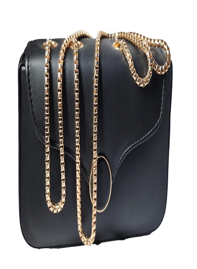 DONSON حقيبة كروسبودي من دونسون للنساء، حقيبة كتف عصرية للسيدات بسلسلة، حقائب يد مصممة (أسود) - Image 1